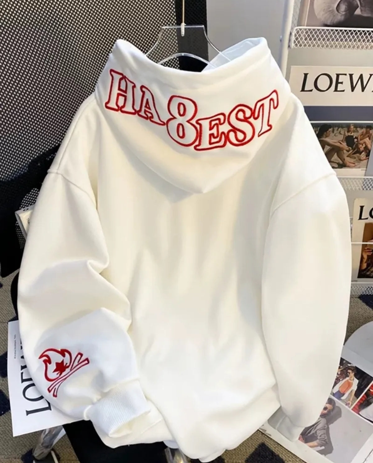 Hooded Top with Embroidered letter design